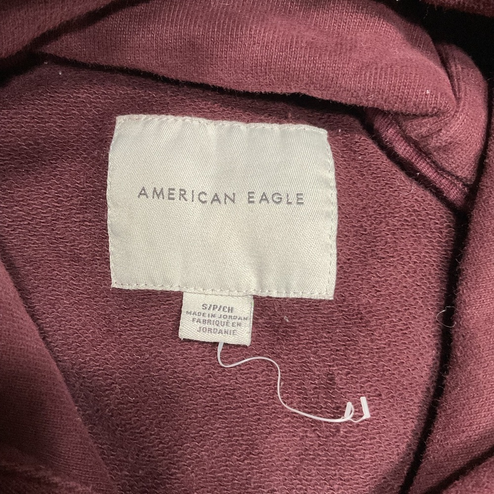 American Eagle Hoodie Men's Small Red Maroon Sweatshirt Long Sleeve Pockets - Picture 8 of 13
